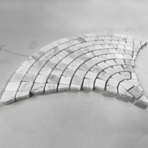 Carrara White Marble Fish Scale Scallop Fan Pattern Mini Mosaic Tile Honed